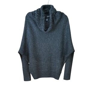 Willi Smith Womens Sweater Charcoal Gray Wool Blend Cowl Neck Batwing Whimsy SzL